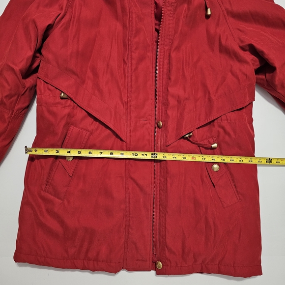 Preston & York Women's Long Hooded Zip Parka Coat Jacket Small Red - Picture 11 of 12